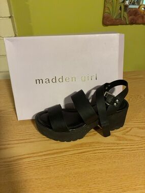 Madden Girl Black Strappy Platform Sandals
